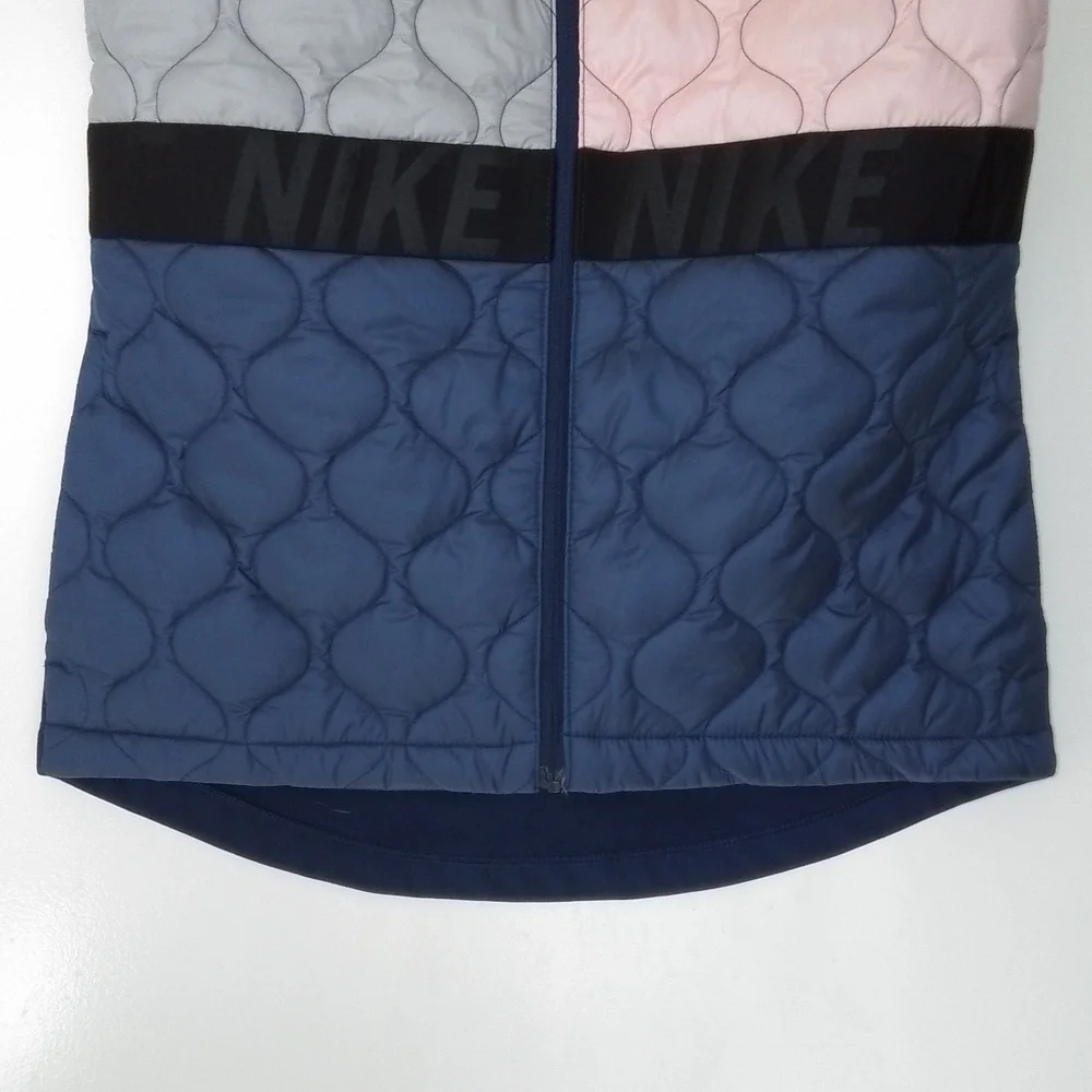 Nike Running AeroLayer Quilted Vest Jacket Size XS Pink Gray Blue color block